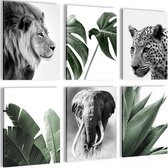 Afrikaanse dieren - 90 x 80 cm - Meteen ophangen - muurdecoratie - wanddecoratie - muurdecoratie woonkamer - wanddecoratie woonkamer - muurdecoratie canvas - canvas schilderijen woonkamer - canvas schilderijen slaapkamer - muurdecoratie