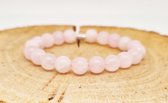 Klassieke Armband Natuursteen "Roze quartz" - 10 mm diameter van de korrel - Een mooi cadeau voor familie en vrienden