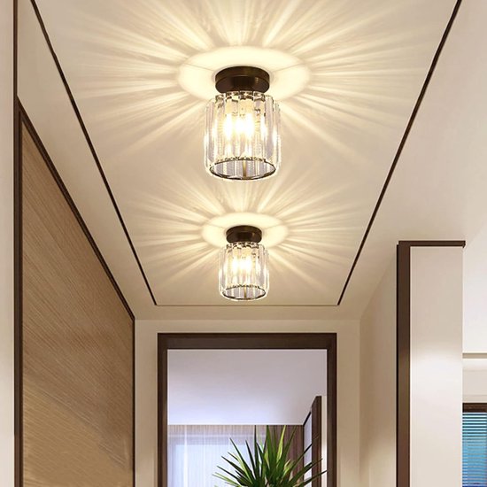 DAXGD Plafondlamp van zilverkleurig kristal, E27 kristallen plafondlamp DAXGD Plafondlamp van zilverkleurig kristal, E27 kristallen plafondlamp