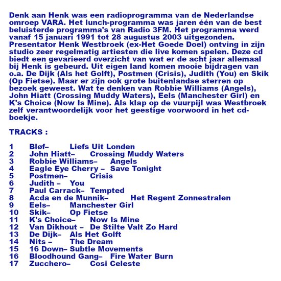 Denk Aan Henk Live - various artists