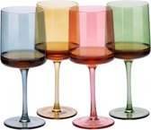 Navaris set van vier wijnglazen - Met hoge voet - Elegante wijnglazenset - Voor het serveren van wijn, cocktails, of desserts - In 4 kleuren
