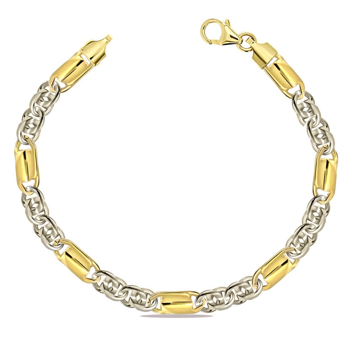 Juwelier Zwartevalk - 14 karaat gouden bicolor armband ZV 610/19cm--