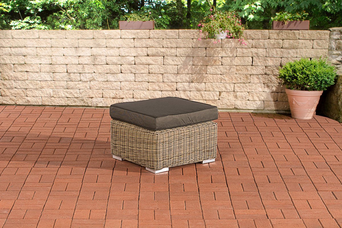 CLP Polyrattan hocker Bilbao / Madeira natura antraciet