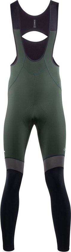 Nalini - Heren - Fietsbroek lang met Bretels - Winter Fietsbroek met Zeem - Thermo Wielrenbroek - Groen - Zwart - NEW WARM REFLEX BIB TIGHT - L