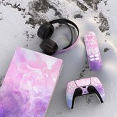 Equivera Geschikt voor PS5 Sticker - Geschikt voor PS5 Skins Voor Geschikt voor PS5 Digital Edition + Inclusief Voor Controllers, Oplaadstation, Headset & Afstandsbediening - Limited Edition Pink Water