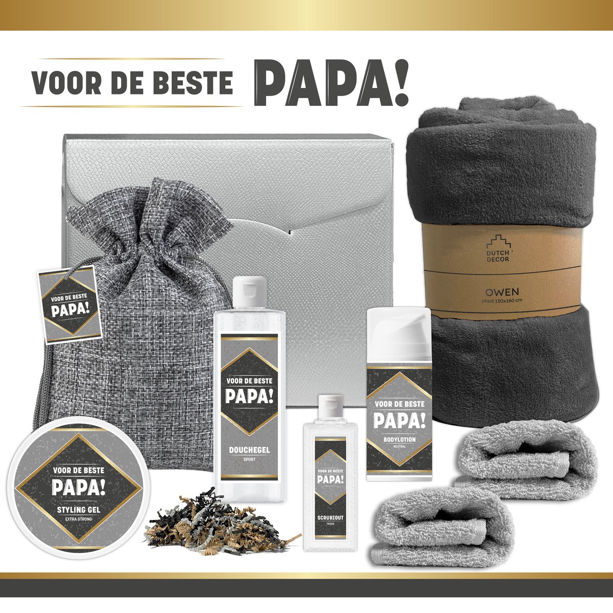 Goedkoopste Geschenkset ''Voor De Beste Papa - 8 Producten | Giftset voor Hem - 1350 Gram - Cadeaupakket Deluxe - Verjaardag Vader - Vaderdag - Vader - Wellness Cadeau Man - Jarig - Allerbeste Papa - Verjaardagscadeau - Kerst - Kerstpakket - Zwart Goud Zilver