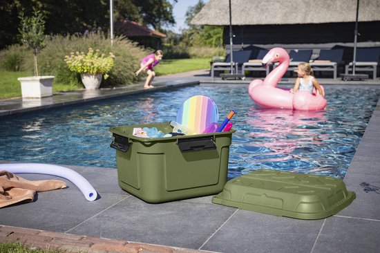 Sunware - Q-line Opbergbox Jardin - Opbergbox - Etanche - 90L - Vert Zwart - 60,1 x 53,1 x 42,5 cm
