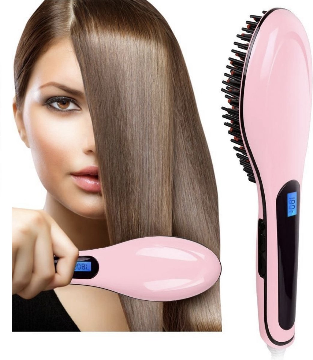 Stijlborstel-roze-krachtig-230 graden-haar-stijlen-compact-230V