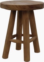Kruk Butler - ø40x50 cm - Bruin - Teak - krukje hout, krukjes om op te zitten, krukje badkamer, krukjes om op te zitten volwassenen, krukje make up tafel, kruk, krukje, houten krukje,