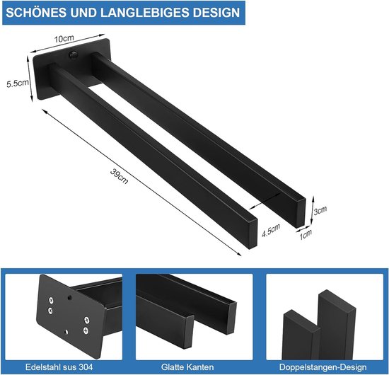 hansgrohe AddStoris handdoekhouder 2-lids mat zwart, 41770670