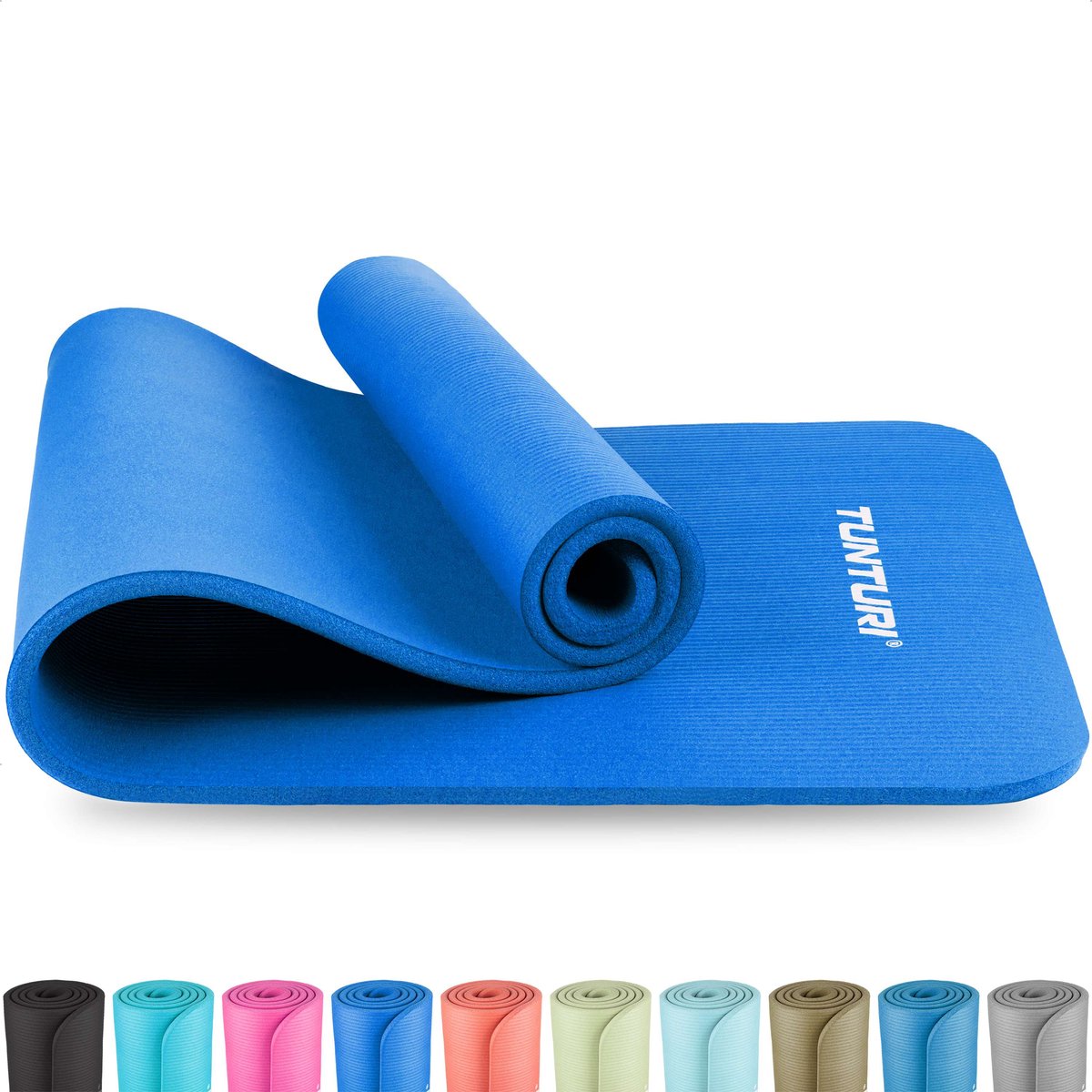 Tunturi NBR Yogamat Anti Slip - Fitnessmat Extra dik & zacht - Sportmat - 180x60x1.5cm - Incl Trainingsapp - Blauw - Tunturi