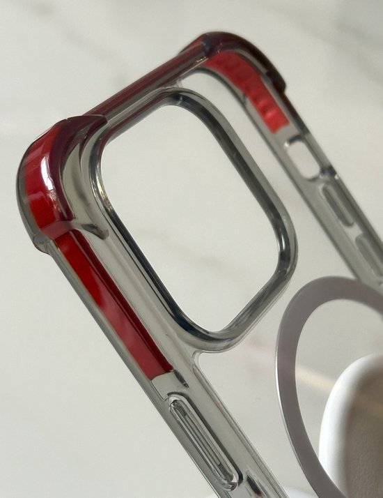 Coque arrière magnétique anti-choc de qualité Premium - Chargement sans fil - Convient pour Apple iPhone 15 Pro - Rouge