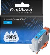 PrintAbout huismerk Inktcartridge BCI-6C Cyaan geschikt voor Canon