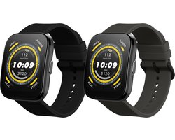 kwmobile 2x bracelet adapté pour Huami Amazfit Bip 5 / Amazfit GTR 4 - Bracelets pour tracker de fitness en noir / gris