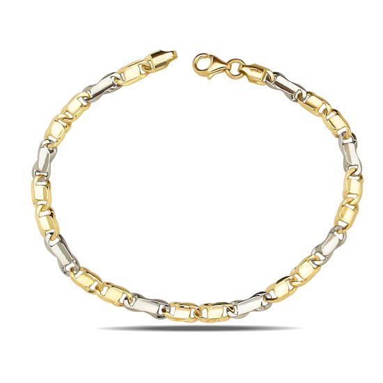 Juwelier Zwartevalk 14 karaat gouden bicolor armband - ZV 971/19cm--