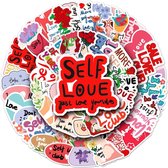 Self Love Stickers 50 Stuks | Quote Stickers | Positieve Stickers | Zelf Liefde | Motivatie | Laptop Stickers | Stickers Kinderen en Volwassenen | Stickervellen | Plakstickers | Koffer Stickers | Stickers Bullet Journal en Planner