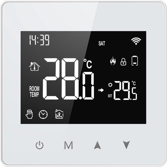 Thermostat intelligent en Opbouw avec boutons tactiles, Alimentation 3x  AAA ou USB-C
