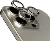 PanzerGlass Optical Hoop Rings Geschikt voor Apple iPhone 15 Pro / 15 Pro Max - Camera Lens Protector Glas - Schokbestendig - Krasbestendig - met Applicator - Titanium Grijs