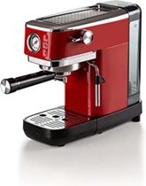 Cappuccino Koffiezetapparaat met manometer, compatibel met koffiepoeder en ESE-pads, 1300 W, inhoud 1,1 l, druk 15 bar, filter ½ kopjes - Rood