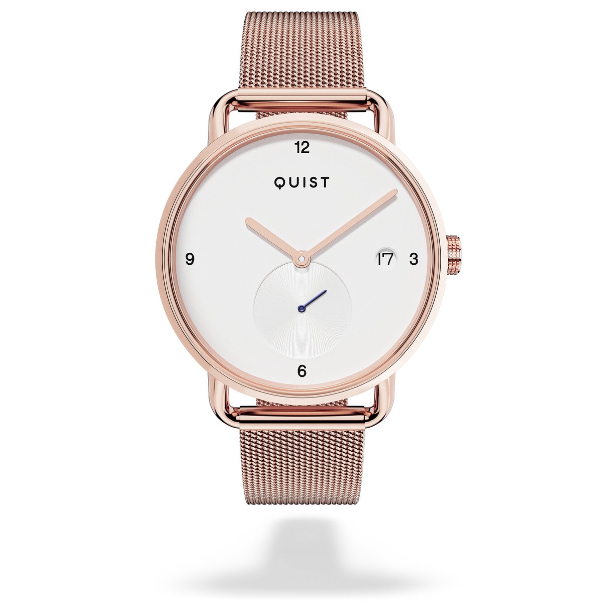 QUIST - Lott dameshorloge - roségoud mesh - zilverwit - 36mm