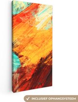 Canvas - Olieverf - Schilderij - Kunst - Abstract - Kleuren - 20x40 cm - Wanddecoratie - Interieur