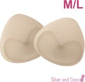 SilverAndCoco® - Coussinets de BH / rembourrages pour femmes / rembourrage push up / respirant / bonnets lavables réutilisables - 2 pièces (1 paire) - Beige / Nude