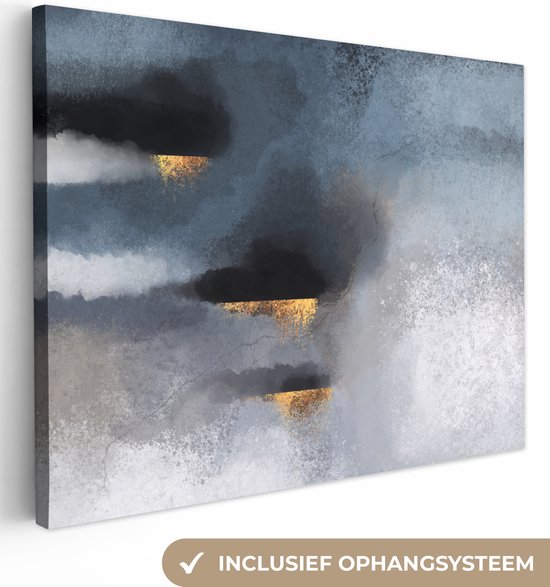 Canvas Schilderij Wolken - Gold - Abstract - Wanddecoratie