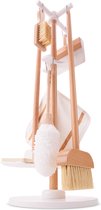 Woet® Houten Speelgoed Schoonmaakset met Standaard - 6-delig met Bezem, Dweil, Stoffer & Blik - FSC - Rollenspel Schoonmaken - Vanaf 3 Jaar
