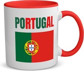 Akyol - portugal vlag koffiemok - theemok - rood - Portugal - reizigers - verjaardagscadeau - souvenir - vakantie - kado - gift - geschenk - 350 ML inhoud