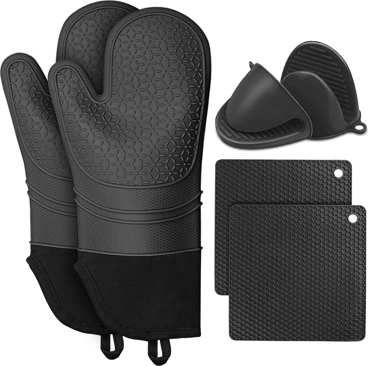 WAFE Mini ovenhandschoenen - 2 siliconen vingergrijpers keukenwanten - hittebestendige knijphoezen voor bakken koken BBQ grillen - één maat past iedereen dubbele hand pannenhouder w/ovenrekbeschermer