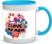 Akyol - mama cadeau mok - koffiemok - theemok - Mama - cadeautje - blauw - verjaardag - moederdag - mama cadeau - mama mok - mama cadeautjes - moederdag cadeau - mama cadeautjes verjaardag - liefste mama - leuk kado om te geven - 350 ML inhoud