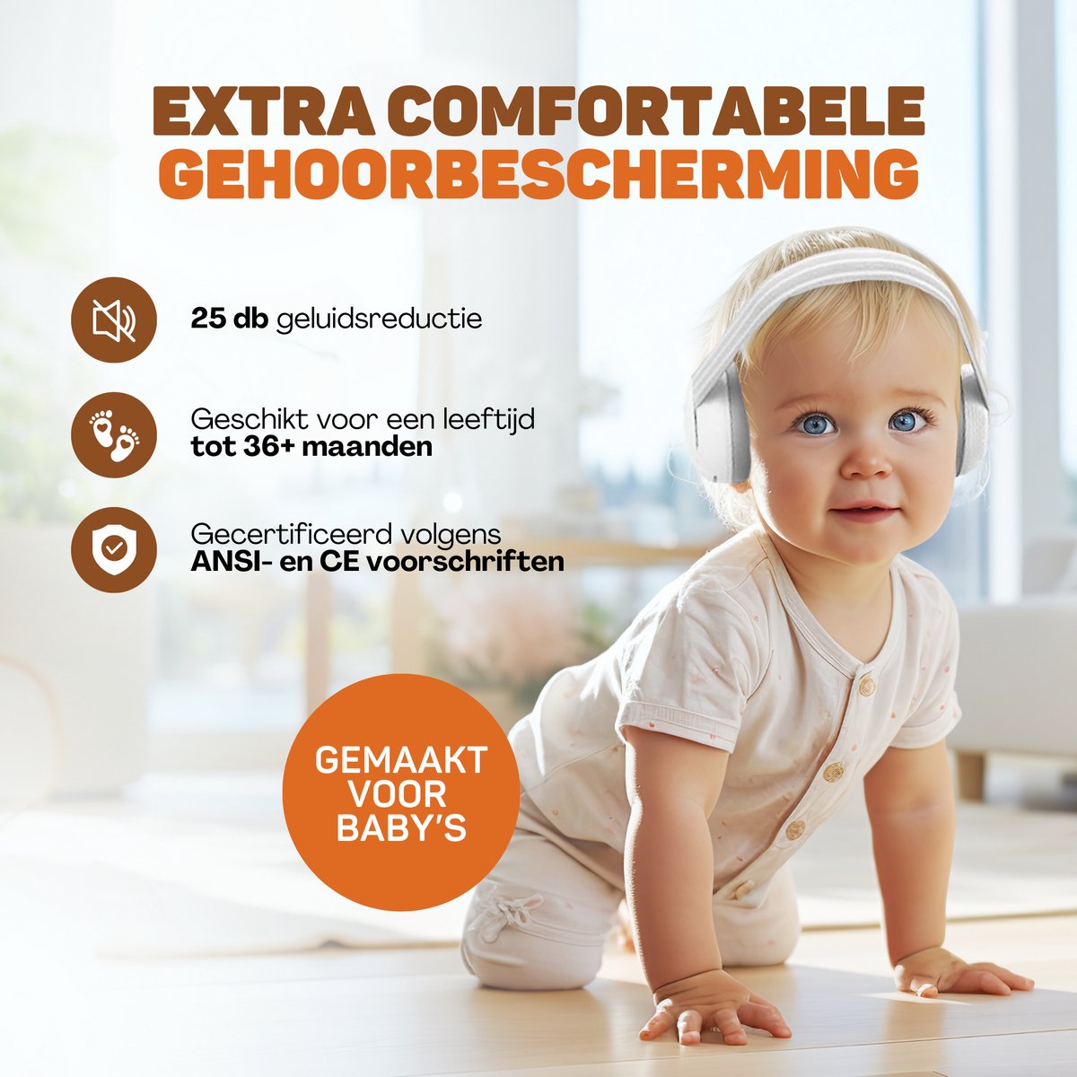 Vulpes Goods® BabyCare - Gehoorbescherming Kinderen PRO - Gecertificeerde Baby Oorkappen - Geschikt voor Baby en Peuter tot 36 maanden - 25 dB Geluidsreductie voor maximale Gehoorbescherming - Incl. 3 hoofdbanden & reistas – foto 6