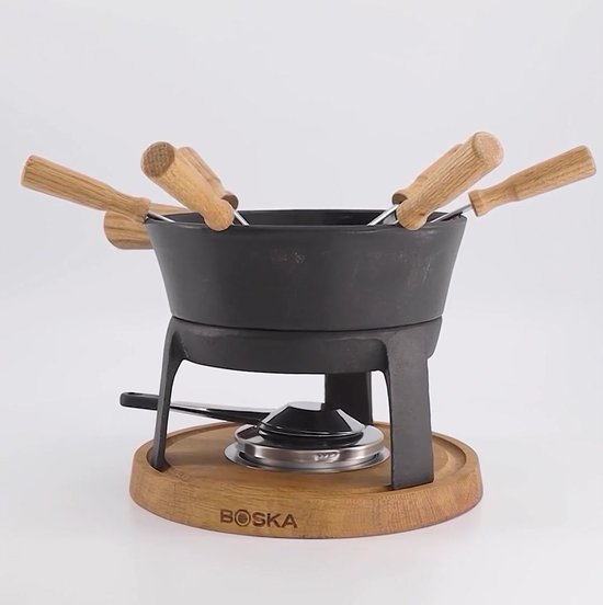 Appareil à fondue savoyarde en céramique avec fourchettes et plat en bois  1,5L - Pro - Boska