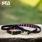 Leren halsband met lijn Polo print Rood Wit Blauw maat XS - MTB Equestrian