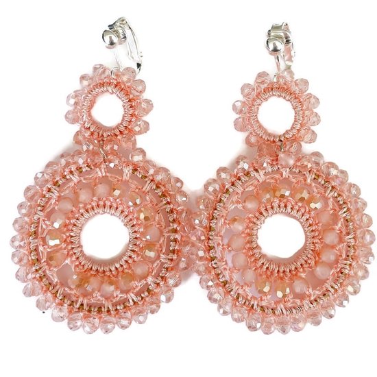 Boucles d'oreilles clip femme - Clips oreilles - Pendentif perles au crochet - party - mariage - MNQ bijoux