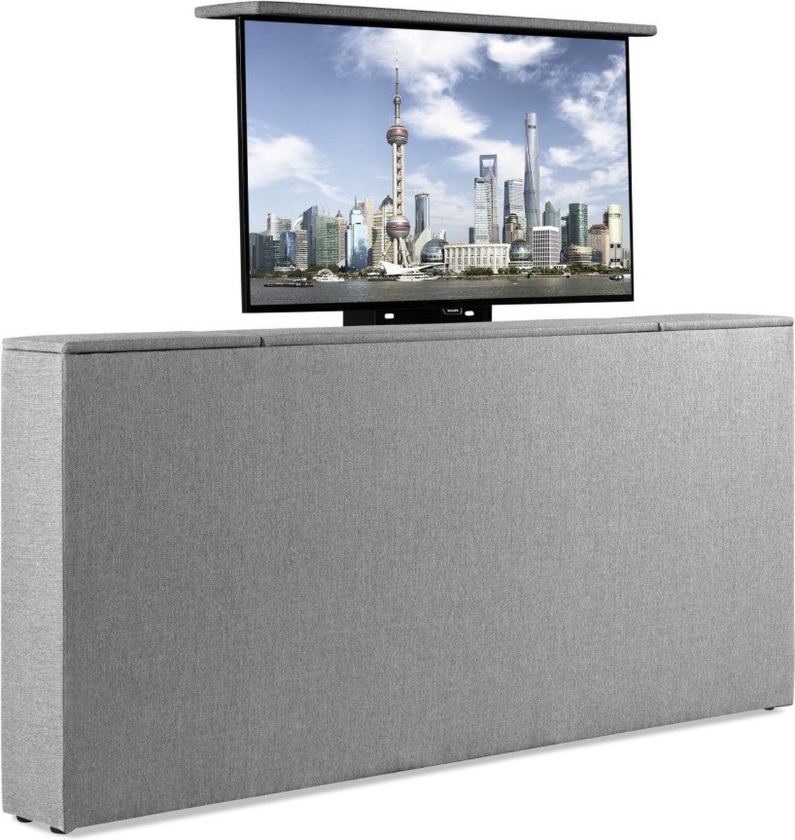 Bedonderdeel - BedNL TV-Lift Systeem in Voetbord - Max. 42 inch TV - 140 breed 85 Hoog 22 Breed- Grijs Stof