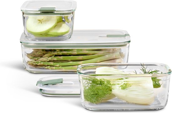 Mepal set glas vershouddoos EasyClip – 3-delig – Ovenschaal – Nordic sage