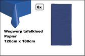 6x Nappe jetable en papier bleu foncé 120cm x 180cm - Thema festival soirée à thème événement gala