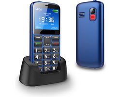 4G - Senioren Mobiele Telefoon + Extra Accu Geleverd - Grote Toetsen - Big Button - Ouderen - Mobiel - GSM - Blauw