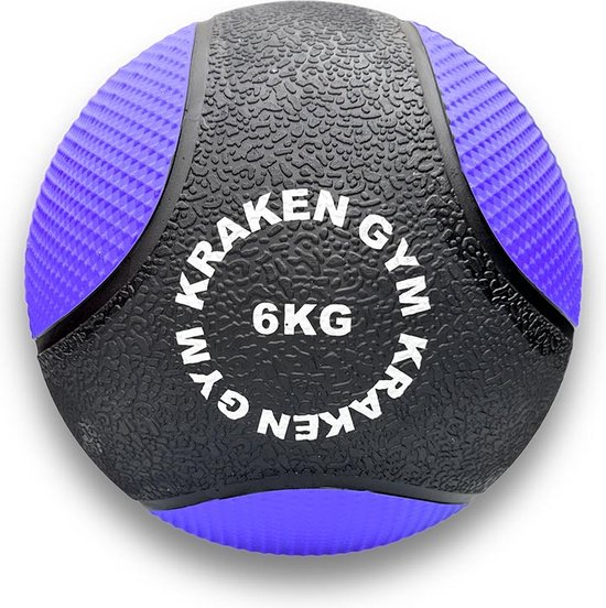 KRAKEN Medicijnbal 6 KG | Gym Fitness Ballen | Premium Rubber Medicijnballen | Medicine Ball met Reliëf Grip | Kracht, Balans, Core Fysio Training | Perfecte Grip | Paars