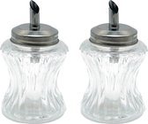Haushaltshelden Suikerstrooier - 2x - suikerpot - glas - RVS - 180 ml - D6 x H12 cm