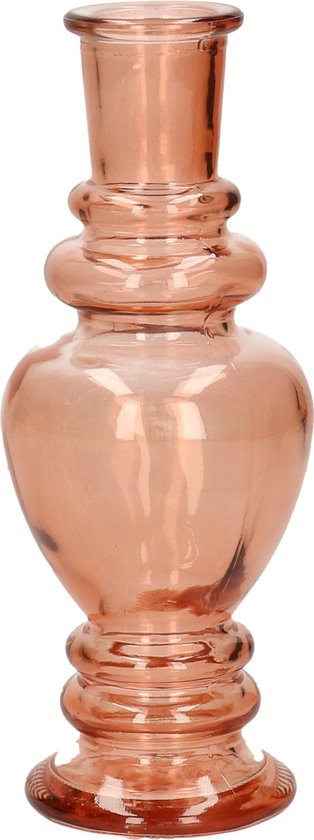 Ideas 4 Seasons Bloemenvaas Venice - voor kleine stelen/boeketten - gekleurd sierglas - helder zacht oranje - D5.7 x H15 cm