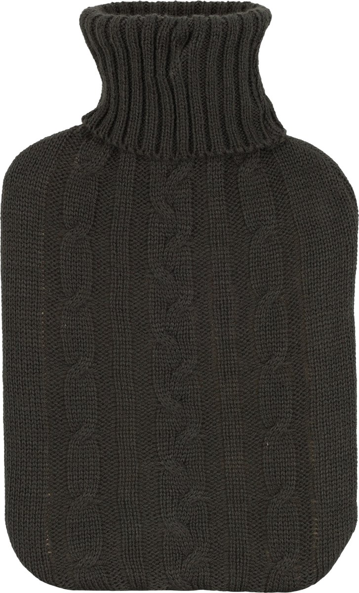 Goedkoopste H&S Collection Warmwaterkruik - met zacht gebreide hoes - donkergrijs - 1,75L - kruik