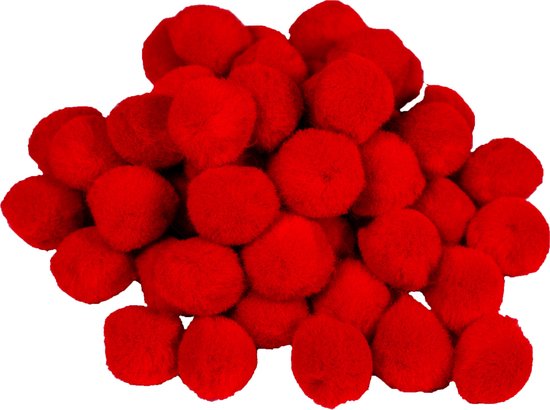 Pompons - 65x - rouge - 10 mm - matériel de loisirs créatifs5