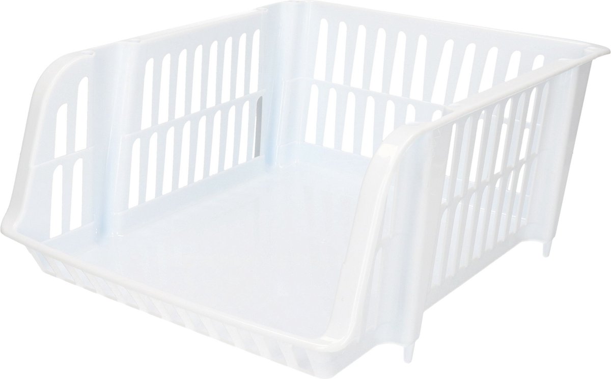 Plasticforte Stapelbare opbergmand - Wit - 16L - kunststof - 38 x 28 x 15 cm