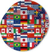Landen thema feest wegwerpbordjes - 30x - internationale vlaggen - D23 cm