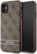 Guess 4G Printed Stripe Back Case - Geschikt voor Apple iPhone 11 (6.1") - Bruin
