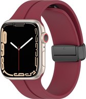 Siliconen bandje - geschikt voor Apple Watch series 1/2/3/4/5/6/7/8/9/SE/SE 2/Ultra/Ultra 2 met case size 42 mm / 44 mm / 45 mm / 49 mm - bordeaux