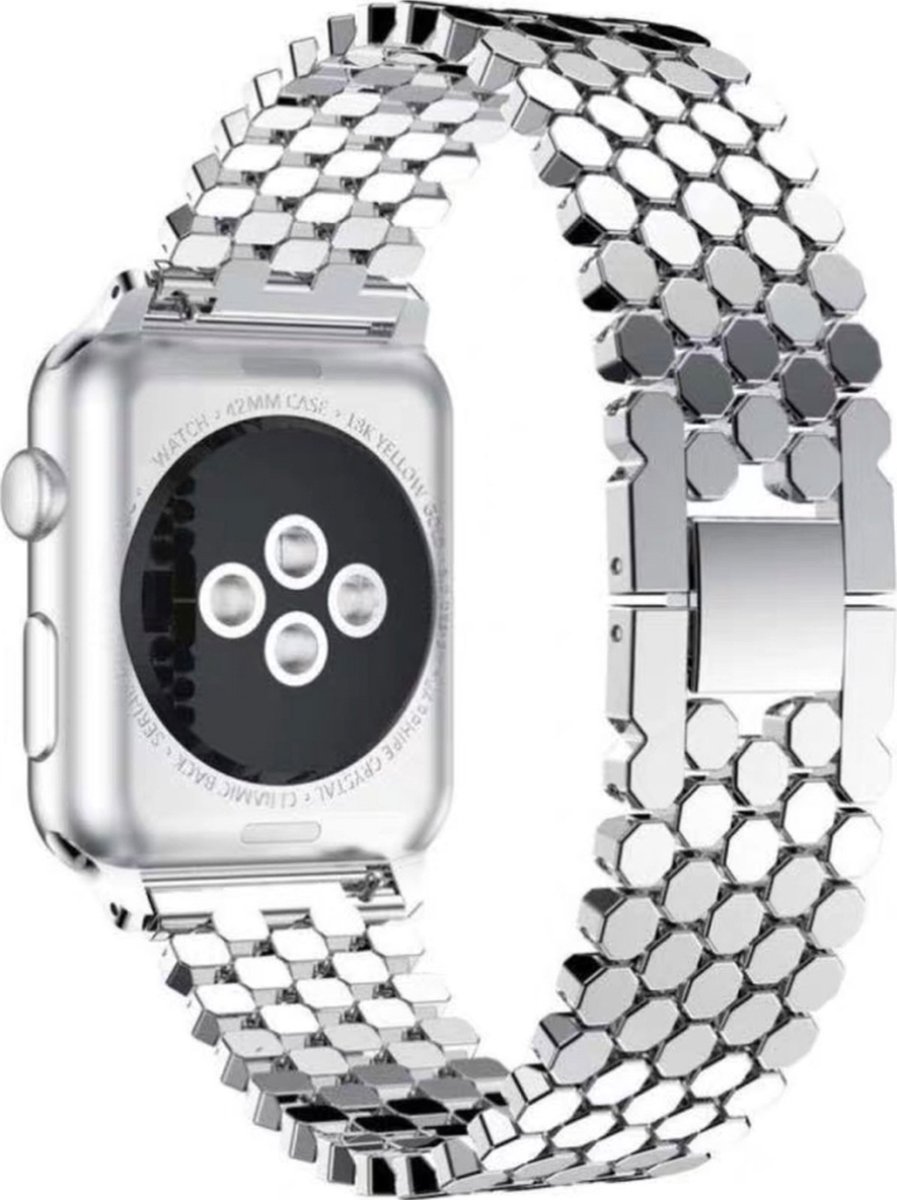 Mobigear Honeycomb - Apple Watch Series 1 (38mm) Bandje Staal Vlindersluiting - Zilver