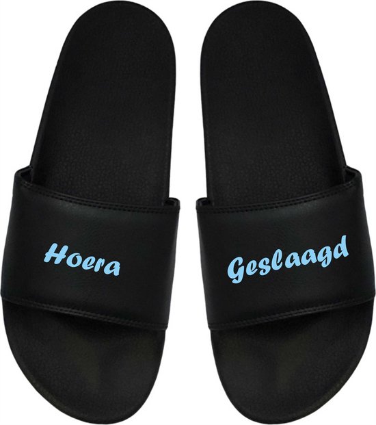 Cadeau Sint - Cadeau Kerst- Cadeau Examen - Cadeau Geslaagd - Badslippers Geslaagd - Blauw 47